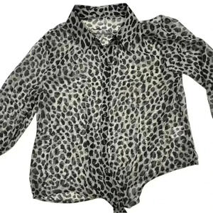 Sheer long sleeve blouse with tie Size M